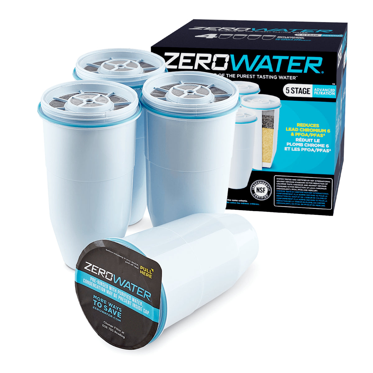 4-pack ZeroWater filters compatible with all ZeroWater jugs

